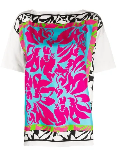 Escada Hyper Floral-print T-shirt In White