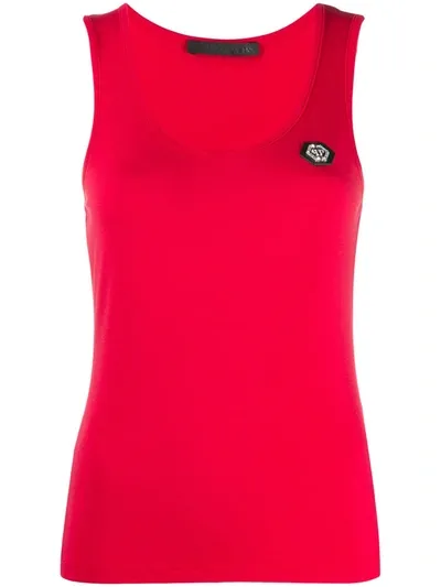 Philipp Plein Hexagon Logo Tank Top In Red