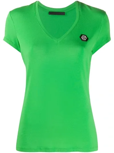 Philipp Plein Comfort Logo Patch T-shirt In Green