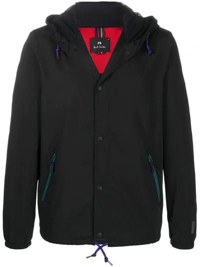 Ps By Paul Smith Lightweight Hooded Jacket In Black