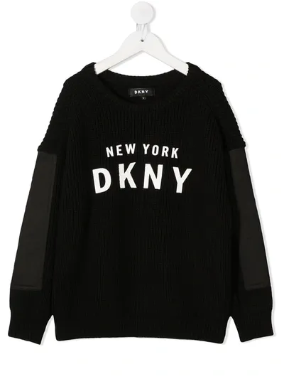 Dkny Black Sweater For Kids With White Logo