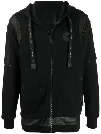 Philipp Plein Institutional Hooded Cotton Jacket In Black