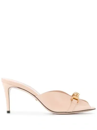 Gucci Chain-link Mules In Neutrals