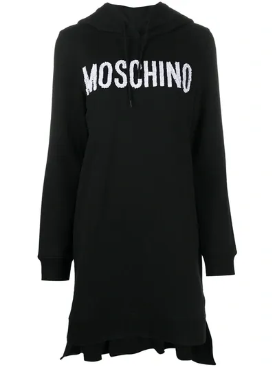 Moschino Logo-print Hoodie Dress In Black