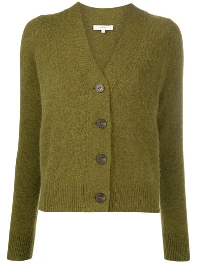 Vince Cashmere Shrunken Button Cardigan In Green