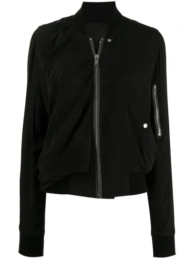 Rick Owens Black Silk Crepe Cocoon Seb Bomber Jacket