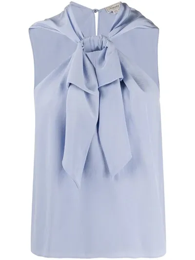 Temperley London Silk Sleeveless Halterneck Top In Blue