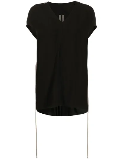 Rick Owens Longline Drawstring Waist T-shirt In Black