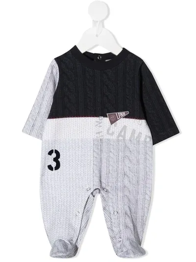 Lapin House Cable-knit Babygrow In Grey