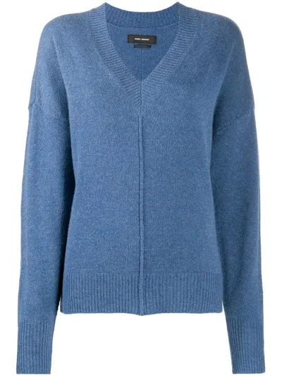 Isabel Marant Cashmere-mix V-neck Knit Jumper In Blue