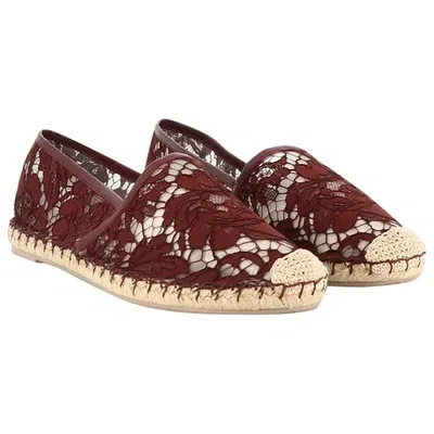 Pre-owned Valentino Garavani Cloth Espadrilles In Burgundy