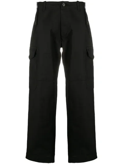 Loewe Wide-leg Cotton-canvas Cargo Trousers In Black