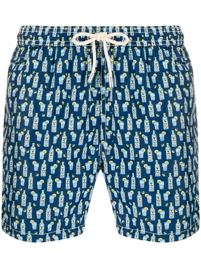 Mc2 Saint Barth Gin Tonic Micro Print Blue Light Fabric Swim Shorts