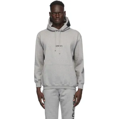 Vetements Logo-print Cotton-blend Hooded Sweatshirt In Grey