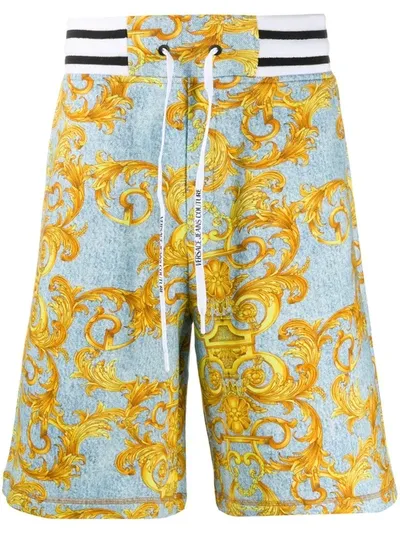 Versace Jeans Couture Barocco Print Track Shorts In Blue