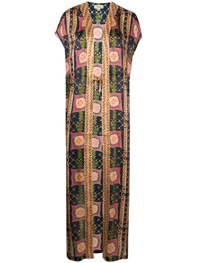 Temperley London Etoile-print Silk Kaftan In Blue