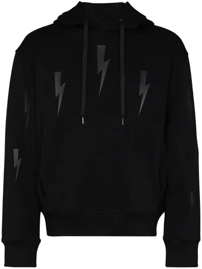 Neil Barrett Thunder Bolt-print Hoodie In Black