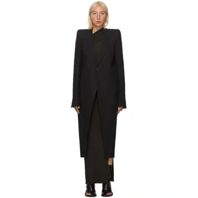 Rick Owens Concealed Front Coat In 09 Black