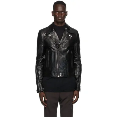 Rick Owens Womens Black Dracubiker Leather Jacket 14