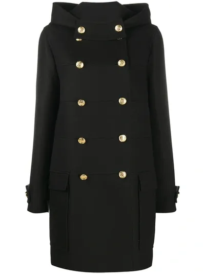 Mulberry Black Cotton Blend Coat