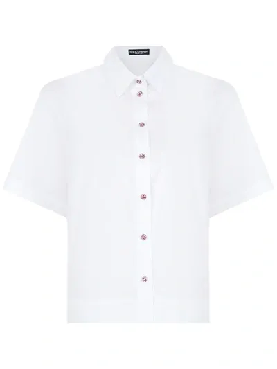 Dolce & Gabbana Short-sleeve Buttoned Shirt In White