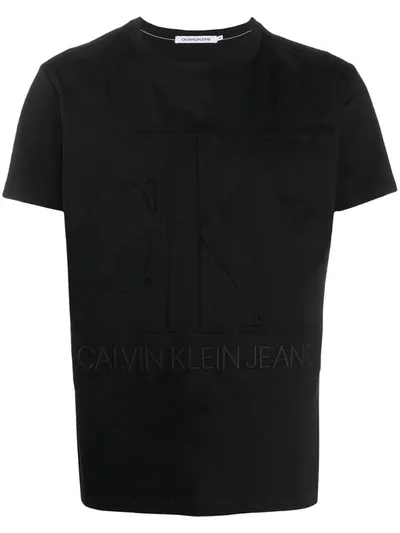 Calvin Klein Jeans Est.1978 Textured Logo T-shirt In Black