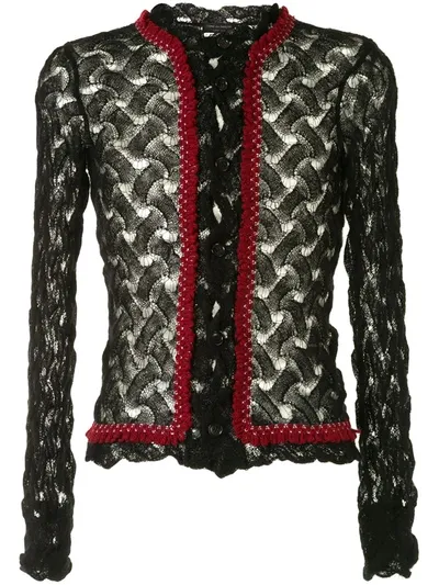 Pre-owned Comme Des Garçons Lace Buttoned Cardigan In Black