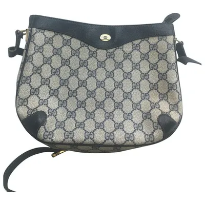 Pre-owned Gucci Leather Shoulder Bag In Grey