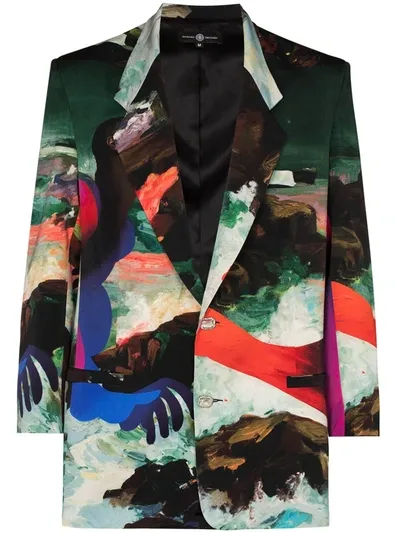 Edward Crutchley X Erik Jones Jason Print Wool Blazer In Black