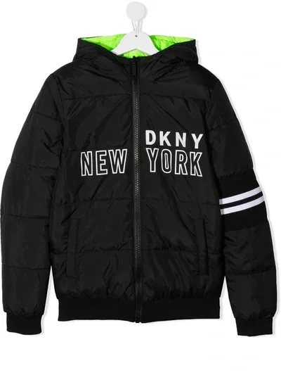 Dkny Kids' Logo Print Hoodie In Black