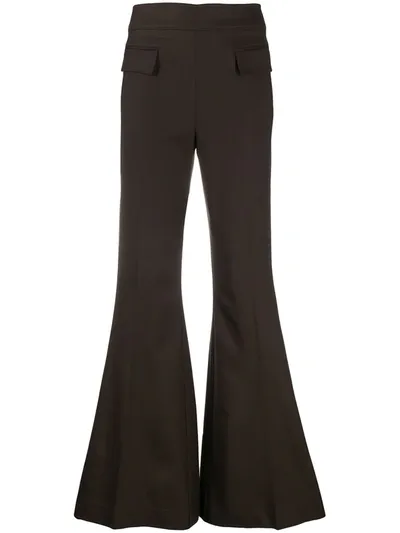 P.a.r.o.s.h Flared Flap Pocket Trousers In Brown