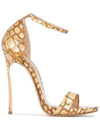 Casadei Techno Blade Stiletto Sandals In Gold