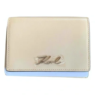 Pre-owned Karl Leather Wallet In Beige