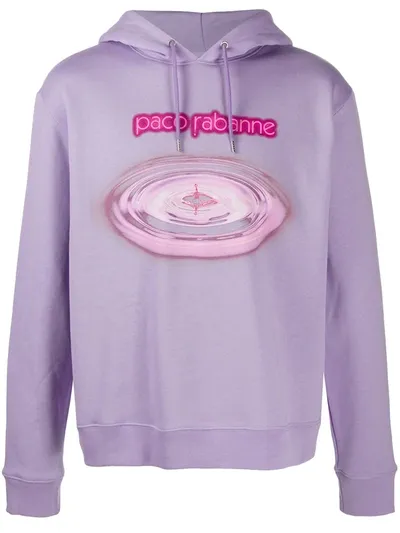 Rabanne Hooded Logo Sweatshirt In Purple