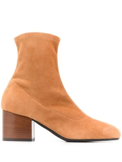 Marni Square Toe Ankle Boots In Brown