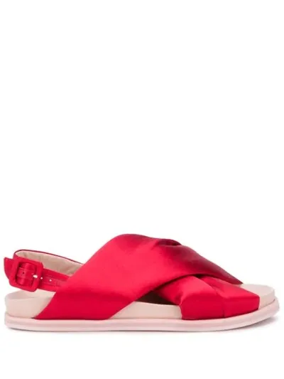 Simone Rocha Crossover-strap Flat Sandals In Red