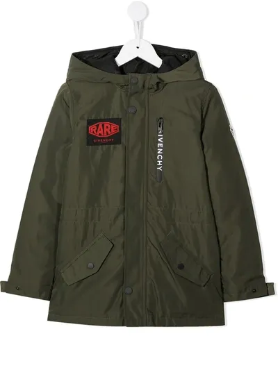 Givenchy Kids' Logo Patch Rain Coat In Green