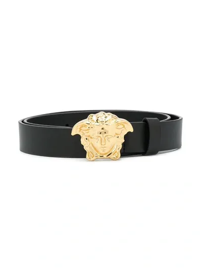 Young Versace Teen Medusa-buckle Belt In Black