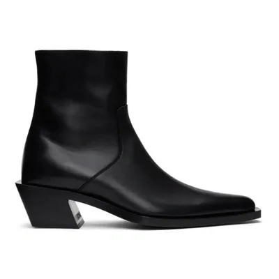 Balenciaga Tiaga Block-heel Leather Boots In Black White