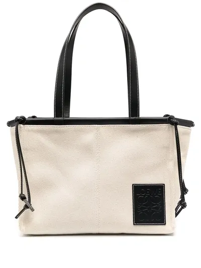 Loewe Contrast Trim Tote Bag In Neutrals