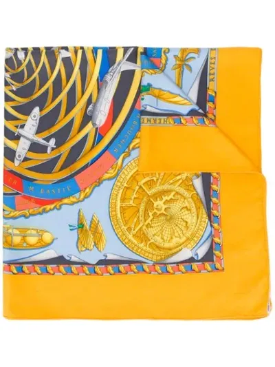 Pre-owned Hermes 1990s  Revés D'espace Scarf In Yellow