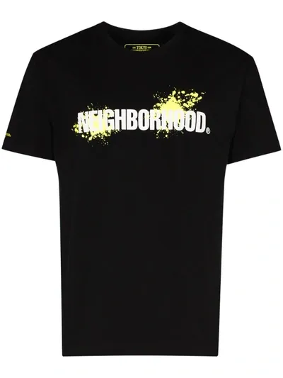 Neighborhood Logo Print T-shirt In Black