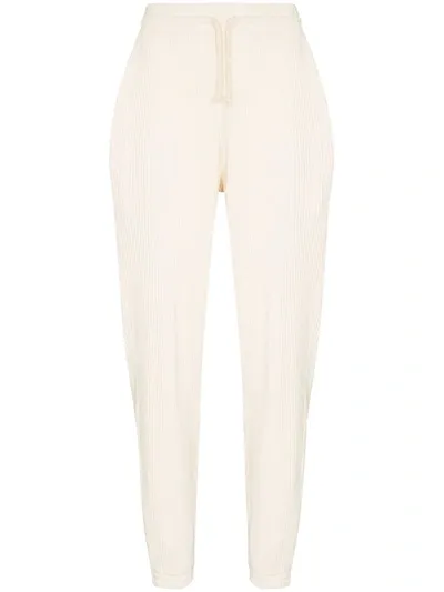 Baserange Ribbed-knit Organic Cotton Track Pants In Nude