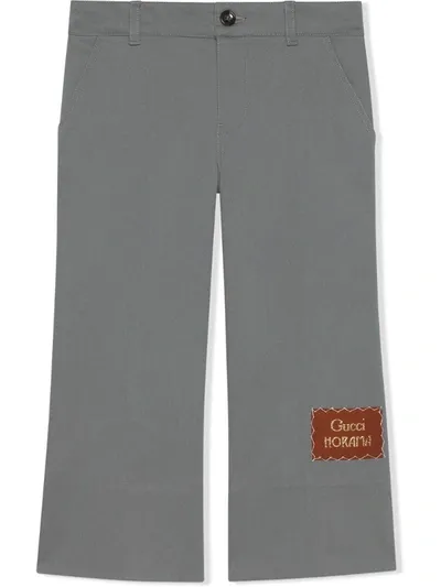 Gucci Kids'  Label Casual Trousers In Grey