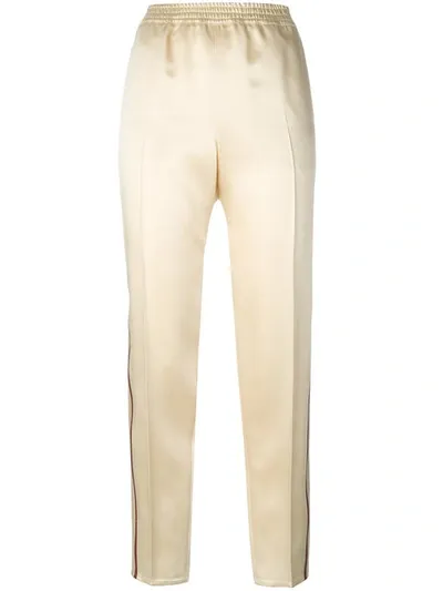 Gucci Web-trimmed Trousers In Neutrals