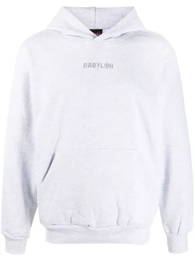 Babylon La Embroidered-logo Cotton Hoodie In Grey