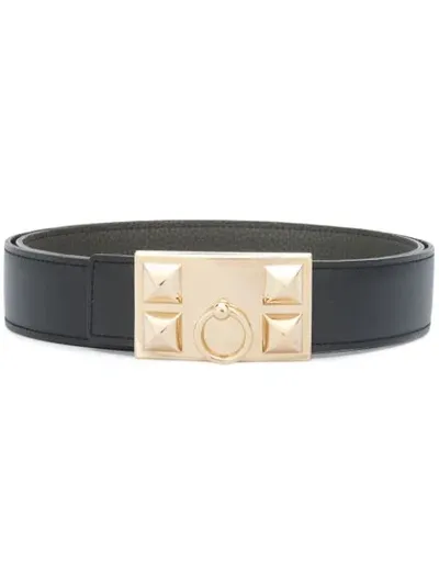 Pre-owned Hermes  Studded Buckle Belt In Black