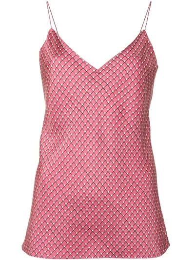 Theory V-neck Printed Slip Vest In Pink