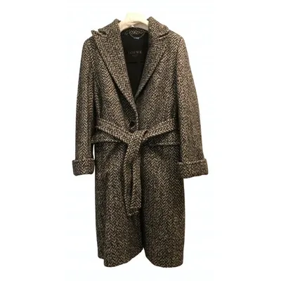 Pre-owned Loewe Wool Trench Coat In Multicolour