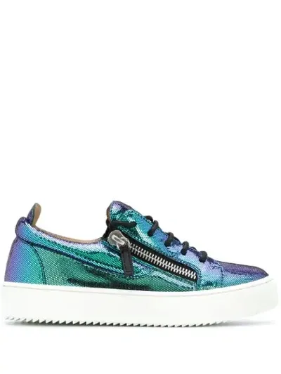 Giuseppe Zanotti Gail Metallic Sheen Sneakers In Blue